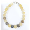 Bracelet Calcite Jaune Jaspe Paysage et Obsidienne Neige avec Fermoir