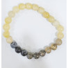 Bracelet Calcite Jaune Jaspe Paysage et Obsidienne Neige Pierres Rondes 8mm Modèle 2
