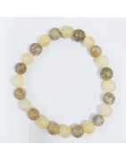 Bracelet Calcite Jaune et Jaspe Paysage Pierres Rondes 8mm
