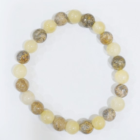 Bracelet Calcite Jaune et Jaspe Paysage Pierres Rondes 8mm