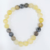 Bracelet Calcite Jaune Jaspe Paysage et Obsidienne Neige Pierres Rondes 8mm Modèle 1