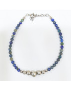 Bracelet Azurite avec Inserts Pierres Rondes 3mm Fermoir