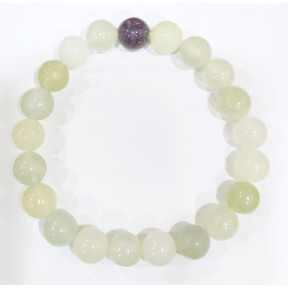 Bracelet Jade de Chine et Lépidolite Pierres Rondes 10mm
