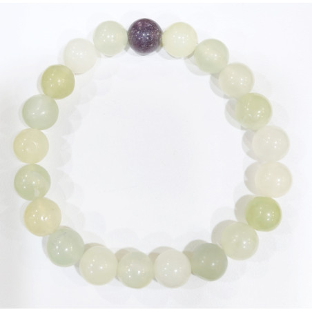 Bracelet Jade de Chine et Lépidolite Pierres Rondes 10mm