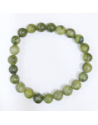 Bracelet Jade Néphrite Serpentine Pierres Rondes 8mm