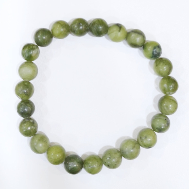 Bracelet Jade Néphrite Serpentine Pierres Rondes 8mm