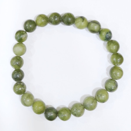 Bracelet Jade Néphrite Serpentine Pierres Rondes 8mm