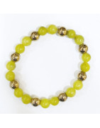Bracelet Jade et Pyrite Pierres rondes 8mm (s)