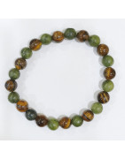 Bracelet Jade et Œil de Tigre Pierres Rondes 8mm