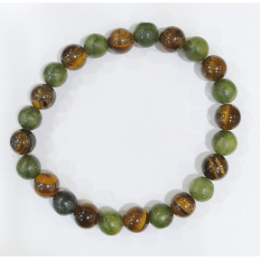 Bracelet Jade et Œil de Tigre Pierres Rondes 8mm