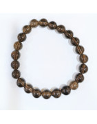 Bracelet Quartz Fumé Morion Pierres Rondes 8mm