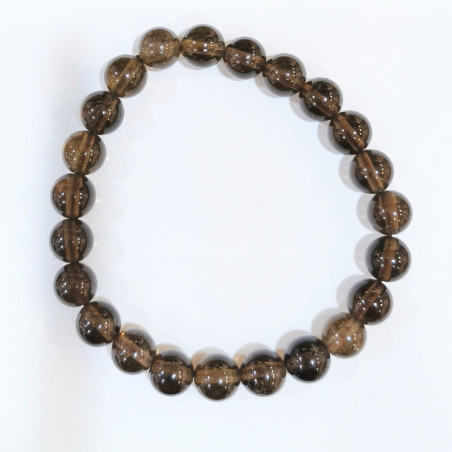 Bracelet Quartz Fumé Morion Pierres Rondes 8mm