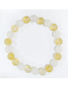 Bracelet Citrine et Quartz Girasol Pierres Rondes 8mm