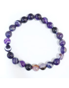Bracelet Agate Violette Pierre Rondes 8mm