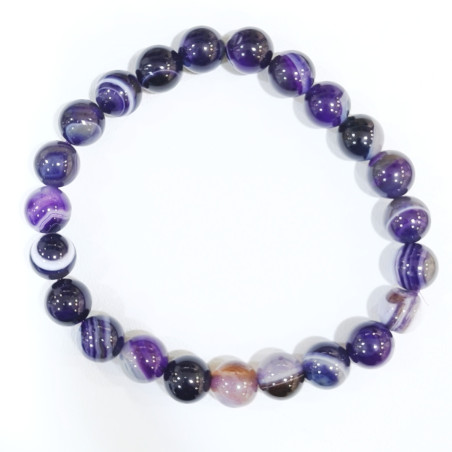 Bracelet Agate Violette Pierre Rondes 8mm