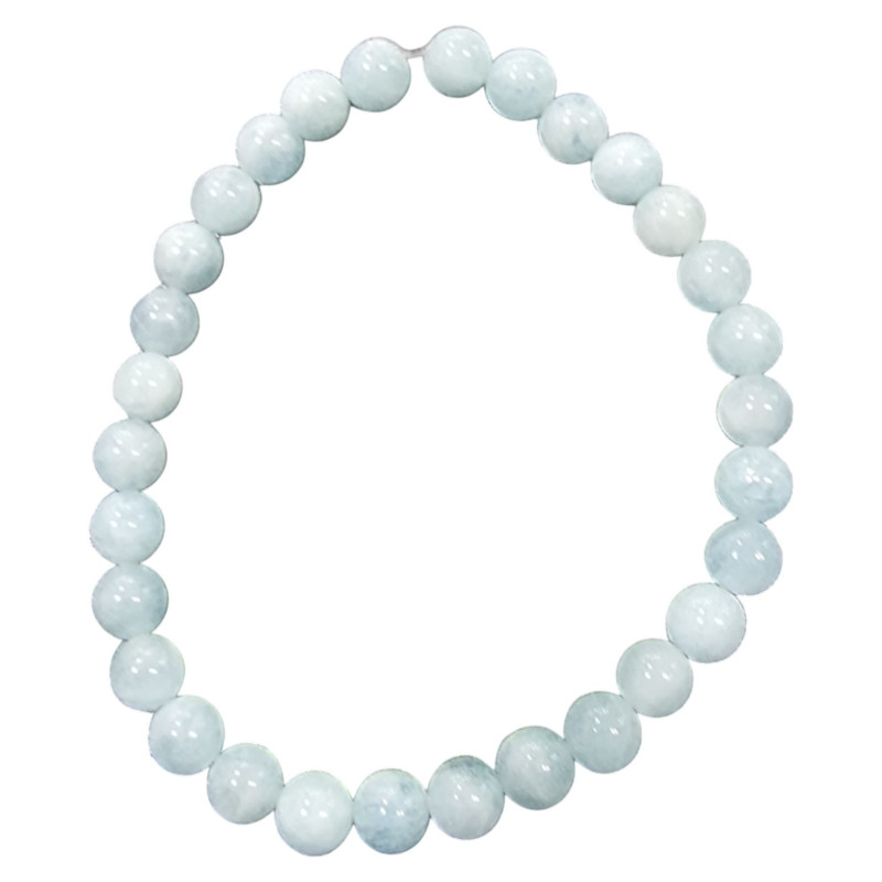 Bracelet Aigue Marine Pierres Rondes 8mm