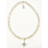 Collier Quartz Fumé Pierre de 8mm avec Pendentif Nœud de Sorcières et Inserts 42 + 4 cm