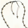 Collier Obsidienne Œil Céleste Pierres Rondes 5mm et Pendentif Onyx Jaspe Pop Œil de Faucon et de Taureau