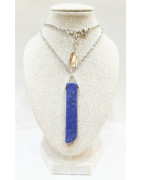 Pendentif Lapis-Lazuli 5 cm sur Chaîne Acier Inox 42 + 5 cm Modèle 2