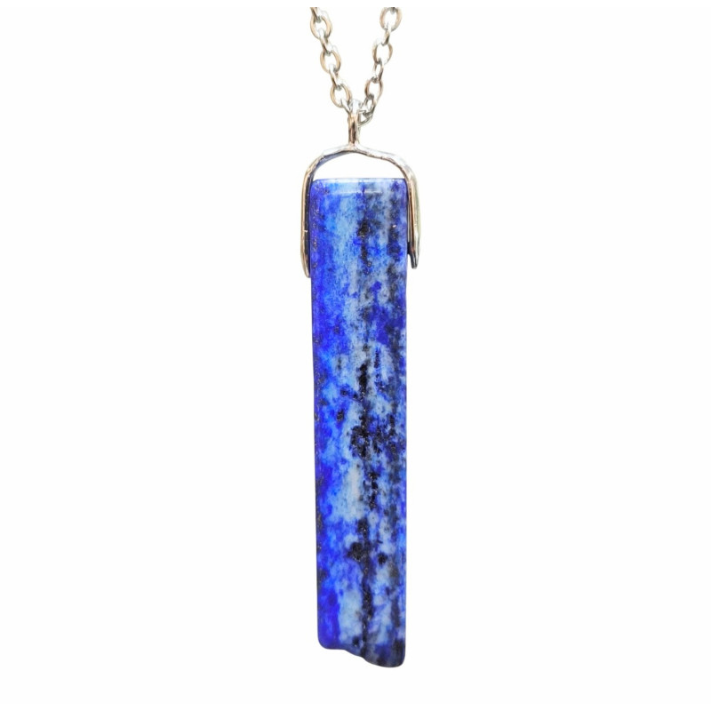 Pendentif Lapis-Lazuli 5 cm sur Chaîne Acier Inox 42 + 5 cm Modèle 1