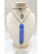 Pendentif Lapis-Lazuli 5 cm sur Chaîne Acier Inox 42 + 5 cm Modèle 1
