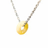 Pendentif Citrine Donut 15mm sur Chaîne Acier Inox 44 cm