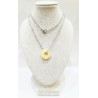 Pendentif Citrine Donut 15mm sur Chaîne Acier Inox 44 cm
