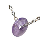 Pendentif Améthyste Donut 12mm sur Chaîne Acier Inox 44 cm