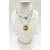 Pendentif Jaspe Paysage Donut 15mm sur Chaîne Acier Inox 44 cm