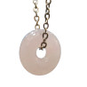 Pendentif Quartz Rose Donut 16mm sur Chaîne Acier Inox 44 cm