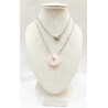 Pendentif Quartz Rose Donut 16mm sur Chaîne Acier Inox 44 cm