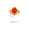 Bague Corail Argent 925 Plaqué Or Taille Réglable