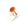 Bague Corail Argent 925 Plaqué Or Taille Réglable