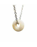 Pendentif Calcédoine Donut 15mm sur Chaîne Acier Inox 44 cm