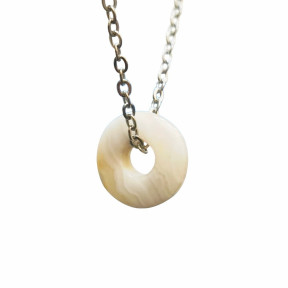 Pendentif Calcédoine Donut 15mm sur Chaîne Acier Inox 44 cm
