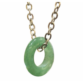Pendentif Aventurine Verte Donut 12mm sur Chaîne Acier Inox 44 cm