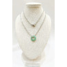 Pendentif Aventurine Verte Donut 12mm sur Chaîne Acier Inox 44 cm