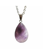 Pendentif Améthyste Clair Goutte 3 cm sur Chaîne Acier Inox 44 cm
