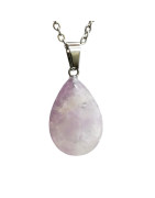 Pendentif Améthyste Clair Goutte 3 cm sur Chaîne Acier Inox 44 cm