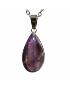 Pendentif Améthyste Goutte 3 cm sur Chaîne Acier Inox 44 cm