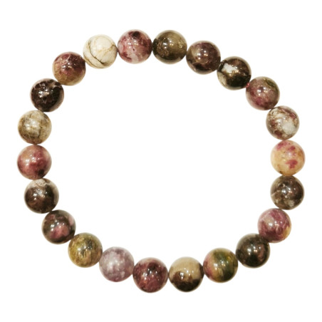 Bracelet Tourmaline Multicolore (Melon d'eau) A+ Pierres rondes 8mm