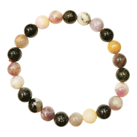 Bracelet Tourmaline Multicolore Pierres Rondes