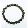 Bracelet Quartz Fumé Morion et Obsidienne Dorée Pierres Rondes 8 mm