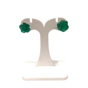 Boucles Agate Verte Fleur (Rose) Argent 925