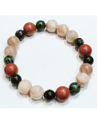 Bracelet Pierre de Lune Rose et Jaspe 10mm Rubis Zoïsite 8mm Spécial Libido