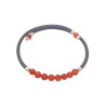 Bracelet Corail Pierre rondes 4mm & inserts Argent 925 caoutchouc