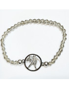 Bracelet Quartz Fumé Perles Facettées Coniques Signe Astro Balance