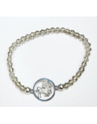 Bracelet Quartz Fumé Perles Facettées Coniques Signe Astro Sagittaire