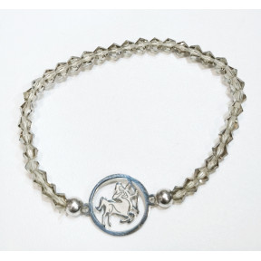 Bracelet Quartz Fumé Perles Facettées Coniques Signe Astro Sagittaire
