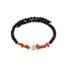 Bracelet Corail Baroque Œil de Shiva et Onyx Facettée avec Insert Argent 925